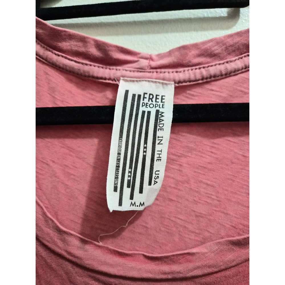 We The Free Free People Pink Slub Knit Tunic Mini Dress Side Slit Medium - Picture 2 of 4